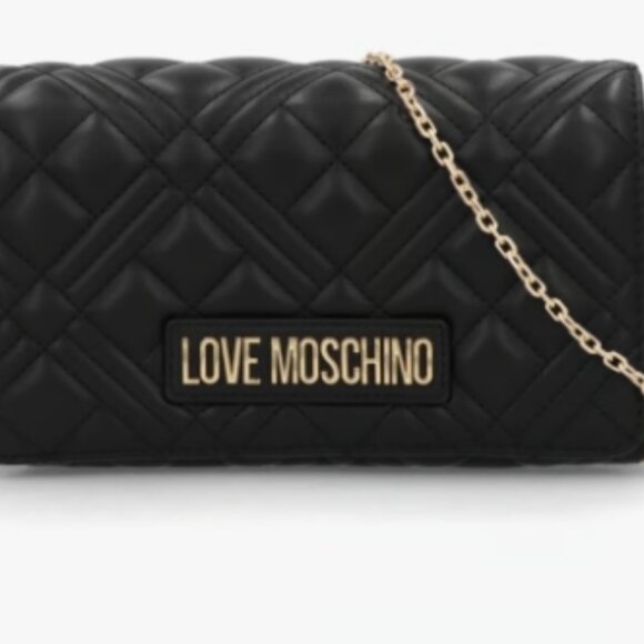 LOVE MOSCHINO Diamond Quilt Flapover II Nero Cross-Body Bag - Picture 1 of 4